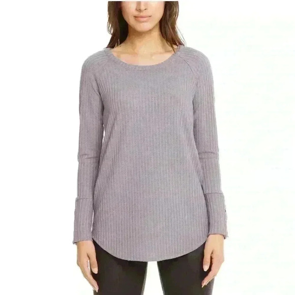 Chaser Women’s Thermal Waffle Long Sleeve Shirttail Top Size Large Light Purple - Picture 1 of 6
